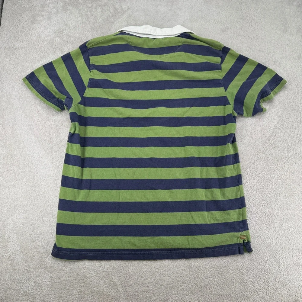 Canterbury of New Zealand Mens XL Green Blue Striped Rugby Shirt Preowned